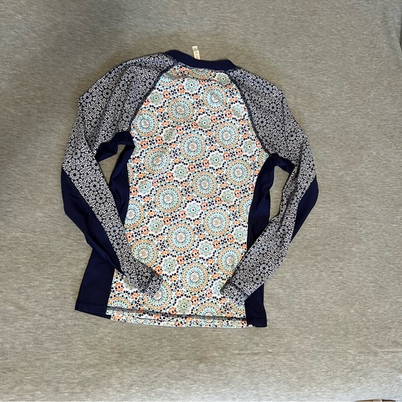 Helen Jon Navy Floral Zip-Up Rash Guard - Picture 5 of 5